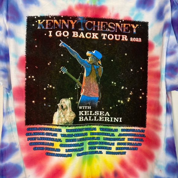 Kenny Chesney I Go Back Tour Concert T-shirt Shirt Tie Dye Medium Red Blue White - Picture 4 of 7